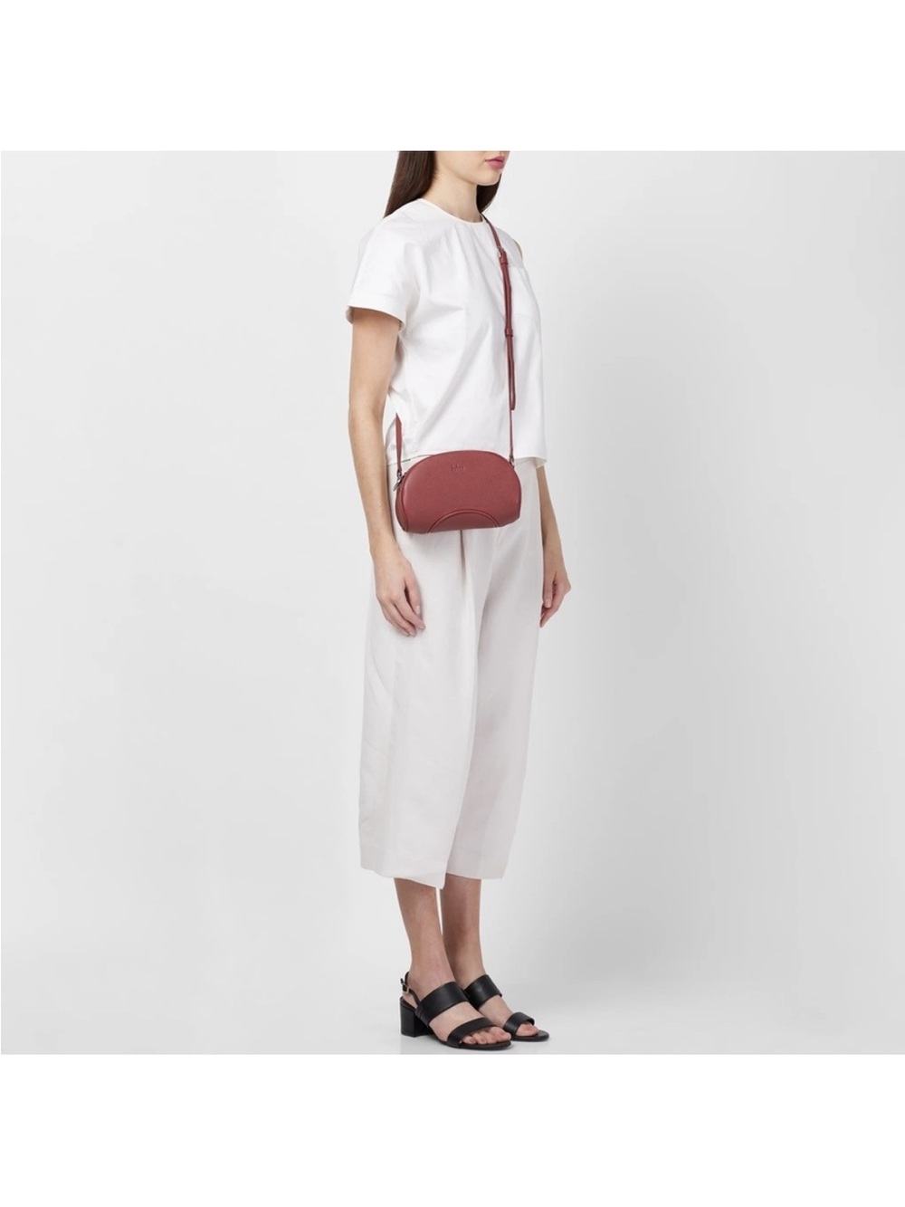Behno Red Rosewood Pebble Leather Elizabeth Crossbody Camera Bag - Picture 12 of 12
